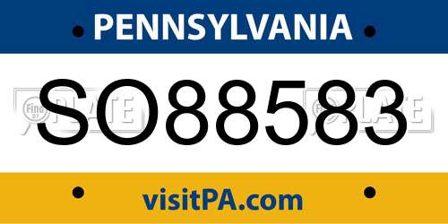 SO88583 Pennsylvania License Plate