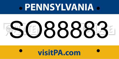 SO88883 Pennsylvania License Plate