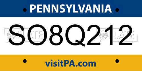 SO8Q212 Pennsylvania License Plate