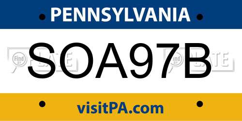 SOA97B Pennsylvania License Plate