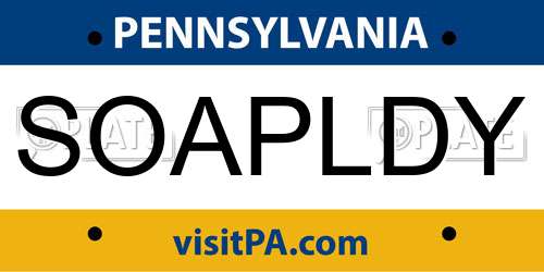 SOAPLDY Pennsylvania License Plate