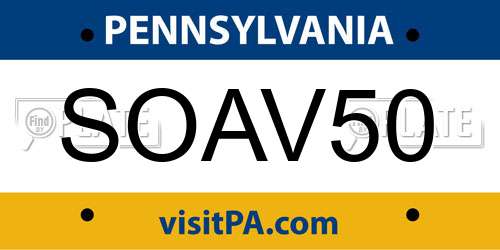 SOAV50 Pennsylvania License Plate