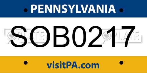 SOB0217 Pennsylvania License Plate