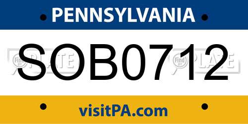 SOB0712 Pennsylvania License Plate