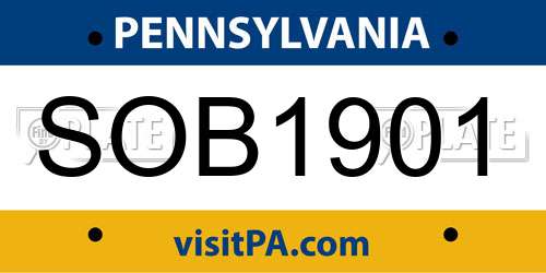 SOB1901 Pennsylvania License Plate
