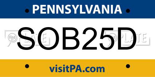 SOB25D Pennsylvania License Plate