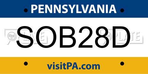 SOB28D Pennsylvania License Plate