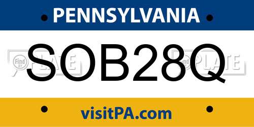 SOB28Q Pennsylvania License Plate