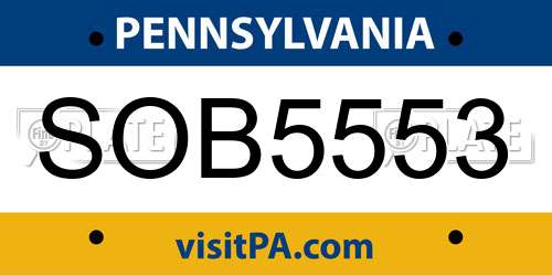 SOB5553 Pennsylvania License Plate