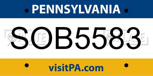 SOB5583 Pennsylvania License Plate