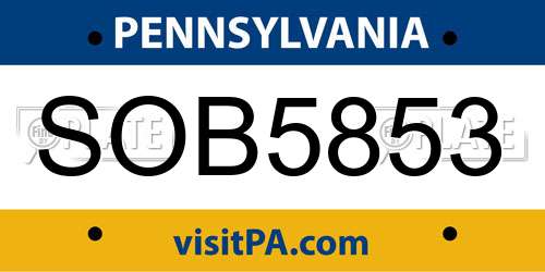 SOB5853 Pennsylvania License Plate
