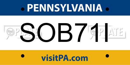 SOB71I Pennsylvania License Plate