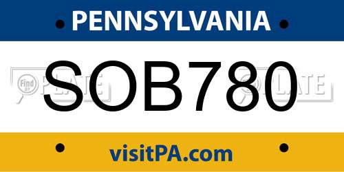 SOB780 Pennsylvania License Plate
