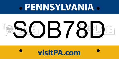 SOB78D Pennsylvania License Plate