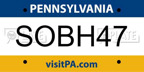 SOBH47 Pennsylvania License Plate