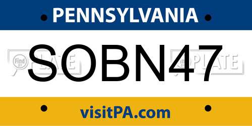 SOBN47 Pennsylvania License Plate
