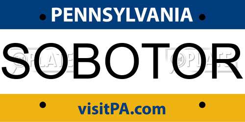 SOBOTOR Pennsylvania License Plate