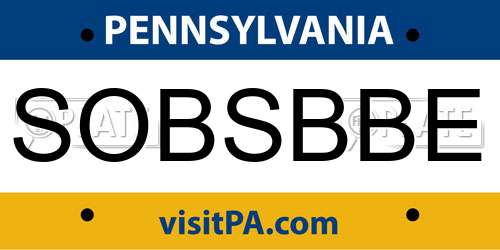 SOBSBBE Pennsylvania License Plate