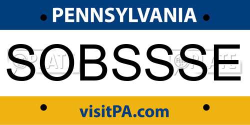 SOBSSSE Pennsylvania License Plate