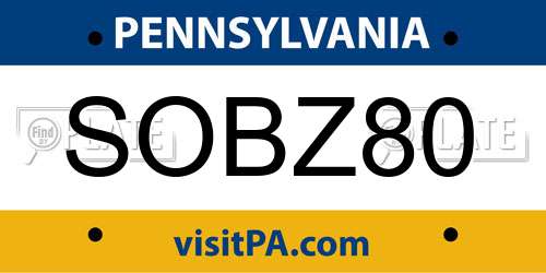 SOBZ80 Pennsylvania License Plate