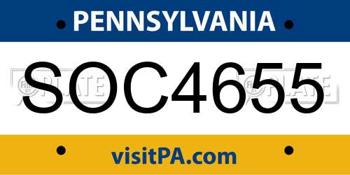 SOC4655 Pennsylvania License Plate