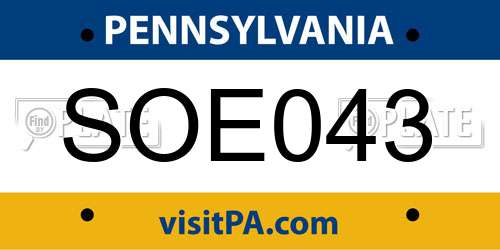 SOE043 Pennsylvania License Plate