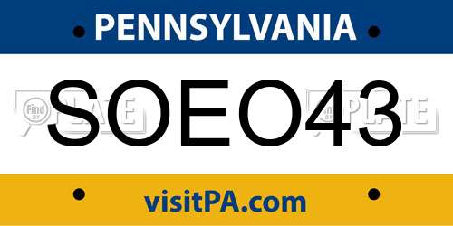 SOEO43 Pennsylvania License Plate