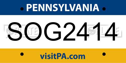 SOG2414 Pennsylvania License Plate