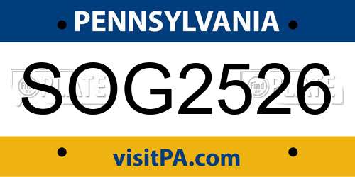 SOG2526 Pennsylvania License Plate