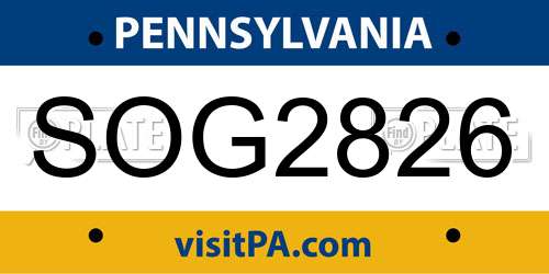 SOG2826 Pennsylvania License Plate