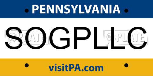 SOGPLLC Pennsylvania License Plate