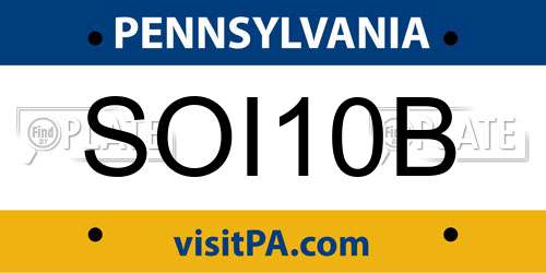 SOI10B Pennsylvania License Plate