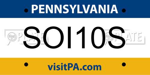 SOI10S Pennsylvania License Plate