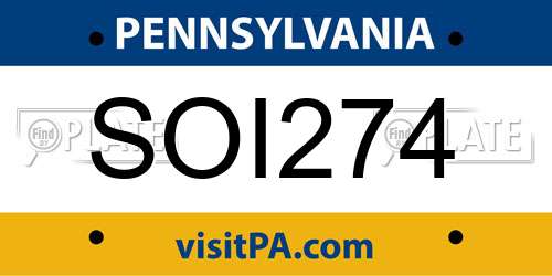 SOI274 Pennsylvania License Plate