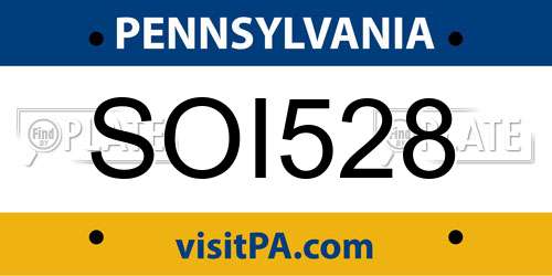 SOI528 Pennsylvania License Plate