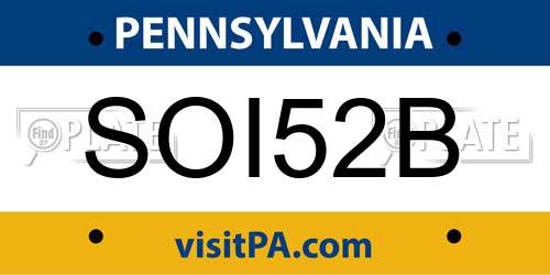 SOI52B Pennsylvania License Plate