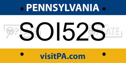 SOI52S Pennsylvania License Plate