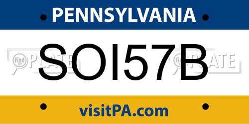 SOI57B Pennsylvania License Plate