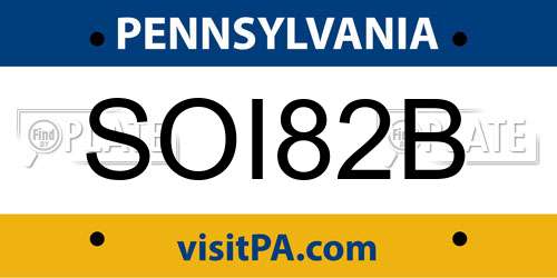 SOI82B Pennsylvania License Plate