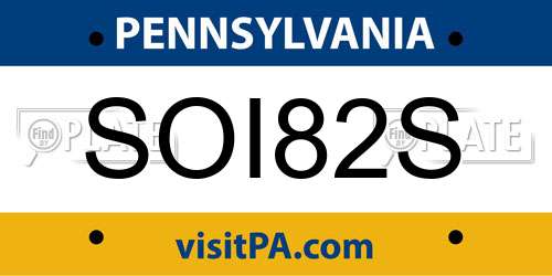 SOI82S Pennsylvania License Plate