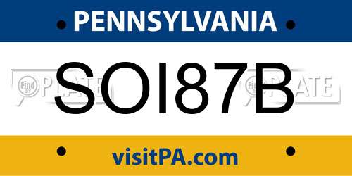 SOI87B Pennsylvania License Plate