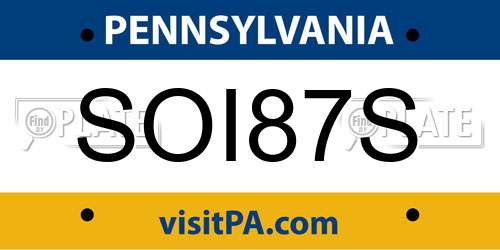 SOI87S Pennsylvania License Plate
