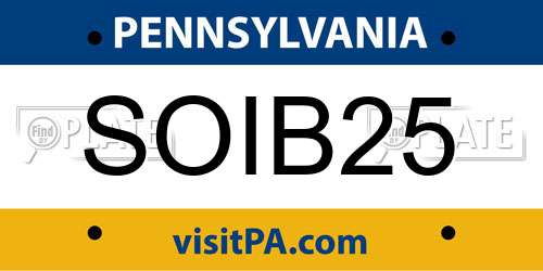 SOIB25 Pennsylvania License Plate