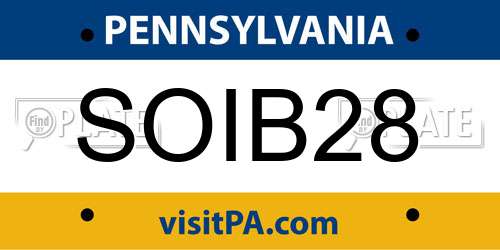 SOIB28 Pennsylvania License Plate