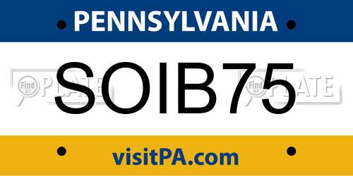 SOIB75 Pennsylvania License Plate