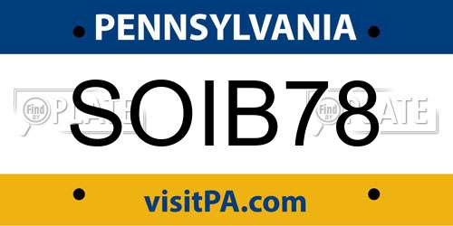 SOIB78 Pennsylvania License Plate