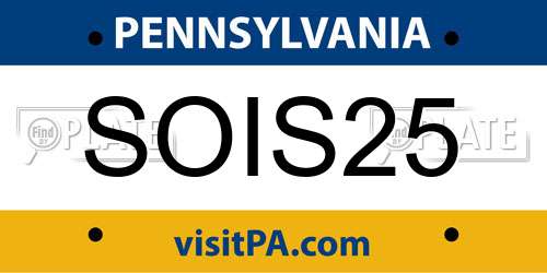 SOIS25 Pennsylvania License Plate