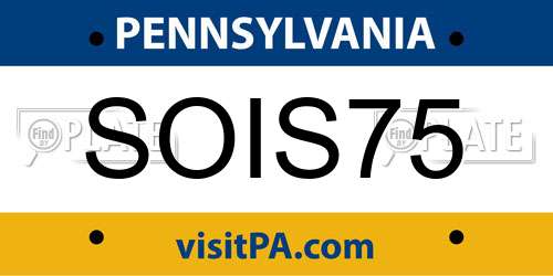 SOIS75 Pennsylvania License Plate