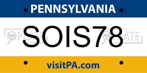SOIS78 Pennsylvania License Plate