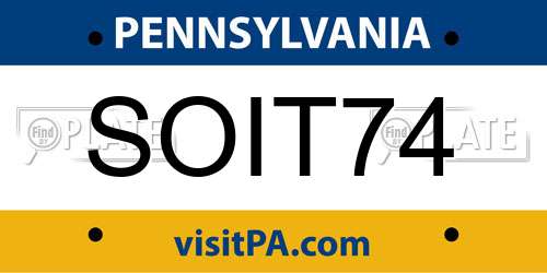 SOIT74 Pennsylvania License Plate